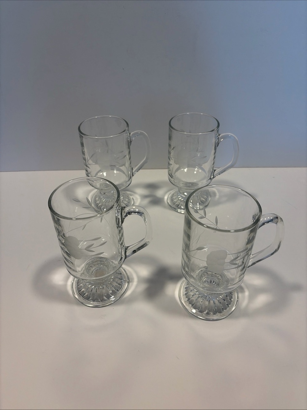 Set Of 4 Crystal Princess House Heritage Footed Irish Mugs/Cups 5-5/8”x2-5/8”